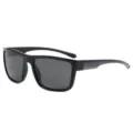 Unisex polarized sunglasses with black square frame, grey lenses and purple temple. - Black Frame Purple Legs Grey Lens