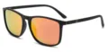 Détail de lunettes de soleil à monture noire, verres orange réfléchissants et branches. - Monture Noir Mat Verre Miroir Rouge