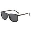 Gafas de sol polarizadas clásicas con montura cuadrada negra y patillas marrones decoradas a rayas. - No polarizado / Marco Negro Pata Marrón Lente Gris