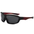 Black red sports polarized sunglasses for outdoor cycling and fishing, UV protection shades. - Black Frame Red Temples Gray Lens (Polarized)