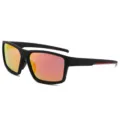 Heren wielrennen gepolariseerde zonnebril outdoor sport vissen UV400 bescherming - Zwart Frame Rode Spiegel