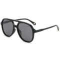 Klassieke dubbele brug pilot zonnebril voor heren en dames retro gepolariseerde lenzen chic - Zwart Frame Grijze Lenzen