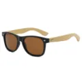 Klassieke retro bamboe houten been zonnebril voor heren en dames, stijlvolle buiten zonnebril. - Gepolariseerd / Zwart Frame Bruine Lenzen