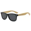 Klassieke retro zonnebril voor heren en dames met stijlvolle bamboe pootjes en uv bescherming. - Gepolariseerd / Zwart Frame Grijze Lenzen