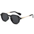 Vintage retro zonnebril voor dames en heren stijlvol zwart montuur met gouden metalen poten - Zwart Frame Zwart Grijze Glazen