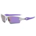 Outdoor sportzonnebril met wit half montuur en paarse reflecterende glazen voor. - Wit Montuur Paarse Folie (Gepolariseerd)