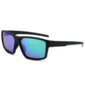 Heren fietszonnebril gepolariseerd UV400 outdoor sport vissen bril zwart blauw spiegel - Zwart Frame Groene Spiegel