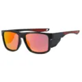 Occhiali da Sole Polarizzati Tattici Uomo Antivento Pesca Esterno UV400 Retro Occhiali - Nero Rosso (Polarizzato)