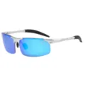 Aluminum-magnesium frame cycling polarized sunglasses with colorful lenses for outdoor sports. - Silver Frame Ice Blue (Aluminum-Magnesium Polarized)