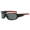 Gepolariseerde heren sport zonnebril met UV-bescherming in zwarte en rode kleureditie. - Rode Been Grijs