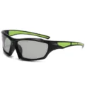 Outdoor sport gepolariseerde zonnebril, zwart montuur met groene details voor fietsen. - Groene Accent