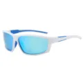 Witte en blauwe gepolariseerde fietszonnebril, outdoor sport hardlopen vissen bril. - Wit Frame Ijsblauw