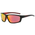 Polarized sports sunglasses with black red frame and reflective lenses for outdoor cycling running. - Black Frame Red Mirror