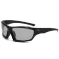 Lunettes de soleil de sport noires avec verres polarisés gris pour le cyclisme et la pêche - Monture Noire Verre Photochromique
