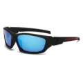Polarized sports sunglasses for outdoor cycling and driving with blue mirrored lenses. - Black Frame Blue Mercury Lens (Polarized True Film)