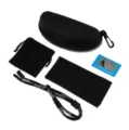 Black sunglasses case set with zipper pouch cleaning cloth strap and polarization test card - Zipper Case Set