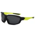 Outdoor cycling polarized sunglasses with black frames and neon yellow temples for men. - Black Frame Green Temple Grey Lens (Polarized)