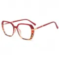 Modische Damen Blaulichtfilter Brille mit rotem Schildpatt Verlaufsrahmen und goldenen Akzenten. - Roter Leopardenrahmen Blaulichtfilter-Gläser