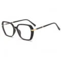 Modische Damen Blaulichtfilter Brille mit polygonalem schwarzem Rahmen und goldenen Akzenten. - Schwarzer Rahmen Blaulichtlinse