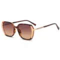 Modische große quadratische Sonnenbrille mit Metallverbindung und Verlaufslinsen Damen. - Schildpatt-Tee-Rahmen Graue Teegläser