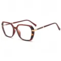 Modische Damen Blaulichtfilter Brille mit Farbfeld, schildpattfarbener polygonaler Rahmen mit Gold. - Brauner Schildpattrahmen Blaulichtfilter-Gläser