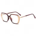Elegante, farbblockierende Blaulicht-Brille für Damen, modernes mehrseitiges Brillengestell. - Brauner Teerahmen Blaulichtfilter-Gläser