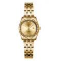 Reloj de cuarzo dorado para mujer de acero inoxidable elegante con fecha y números romanos - Estilo de Mujer / Esfera Dorada Correa Dorada Mujer 2#