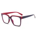 Modieuze TR90 blauwlicht filter bril voor dames, chique tweekleurige vierkante montuur. - Rood en Zwart