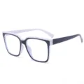 Fashionable TR90 anti-blue light glasses for women with bold black and white square frames. - White and Black