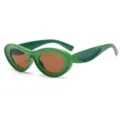 Groene Ovale Zonnebril Trendy Kleine Retro Zonnebril Unisex Streetwear Chique Stijl - Groen Frame Thee Lens