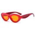 Retro Ovale Zonnebril Rode Montuur Oranje Lenzen Avant-Garde Mode Streetwear Bril - Oranjerood Frame Oranje Lens