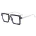 Stijlvolle TR90 kleurblok vierkante blauwlichtwerende bril met witte veren voor dames - Zwart Frame