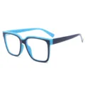 Modieuze TR90 blauwlichtfilter bril, blauw-zwarte kleurendekkende vierkante montuurvariant. - Blauw en Zwart