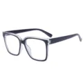 Nieuwe TR90 modieuze blauwlichtfilter bril voor dames, groot vierkant montuur kleurblok. - Transparant en Zwart