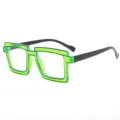 Modieuze groene vierkante blauwlichtfilter bril met zwarte pootjes, oversized stijl. - Groen Frame