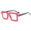 Stijlvolle modieuze 2D cartoon stijl blauwlichtfilter bril met opvallende vierkante monturen. - Roze Rood Frame