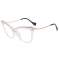 Clear Frame Cat Eye Blue Light Blocking Glasses with Gold Cross Metal Detail Variant Style - Clear Frame