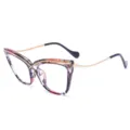 Fashion cat eye blue light blocking glasses metal cross frame optical eyewear for women - Tortoise Frame