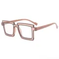 Trendy TR90 large square anti-blue light glasses for women, stylish clear optical eyewear. - Transparent Tea