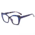 Blue tortoise shell anti-blue light glasses, trendy large frame fashion optical eyewear frame. - Blue Tortoise Blue