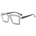 TR90 Fashion Blue Light Blocking Glasses Square Frame Color Block Trendy Eyewear SKU - White Frame