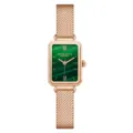 Damen Quarzuhr mit grünem quadratischem Zifferblatt und roségoldenem Mesh-Armband elegant. - 527 Grünes Zifferblatt Roségold Mesh-Armband