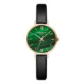Grünes Zifferblatt Damen Uhr minimalistische Quarzarmbanduhr mit schwarzem Lederarmband - 528 Grünes Zifferblatt Schwarzes Lederarmband