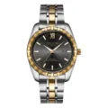 Reloj de cuarzo bicolor de acero inoxidable con esfera negra para hombre. - Estilo de Hombre / Esfera Negra Correa Bicolor Hombre 5#