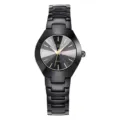 Eleganze orologio al quarzo nero da donna con cinturino e quadrante dal design classico. - Quadrante Nero Cinturino Nero Donna