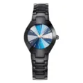 Orologio al quarzo minimalista alla moda con cinturino in acciaio nero e quadrante blu. - Quadrante Blu Cinturino Nero Donna