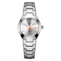 Orologio da polso al quarzo da donna in acciaio inossidabile con quadrante argento. - Quadrante Bianco Cinturino Argento Donna