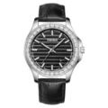 Orologio al quarzo da uomo con quadrante nero ghiera di cristalli e cinturino in pelle - Quadrante Nero Uomo