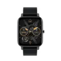 Smartwatch cuadrado con correa de silicona negra y pantalla de seguimiento de fitness. - Caja Negra Correa Negra
