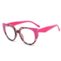 Blauwlicht filter bril groot montuur roze schildpad patroon modieus dames montuur - Luipaard Paars